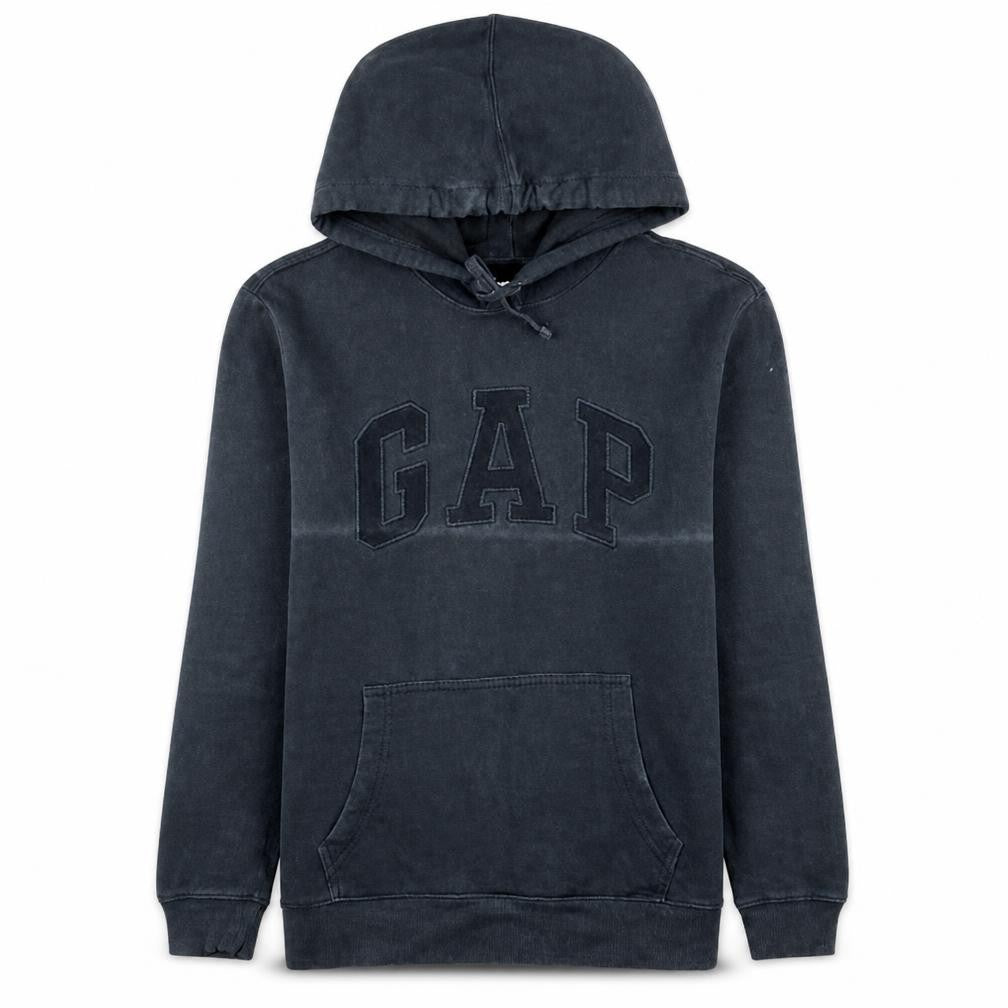 Front view of Gap women’s black xs pullover hoodie cotton blend logo casual