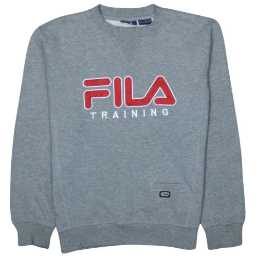 FILA Men's Grey Embroidered Training Sweatshirt M Regular Fit