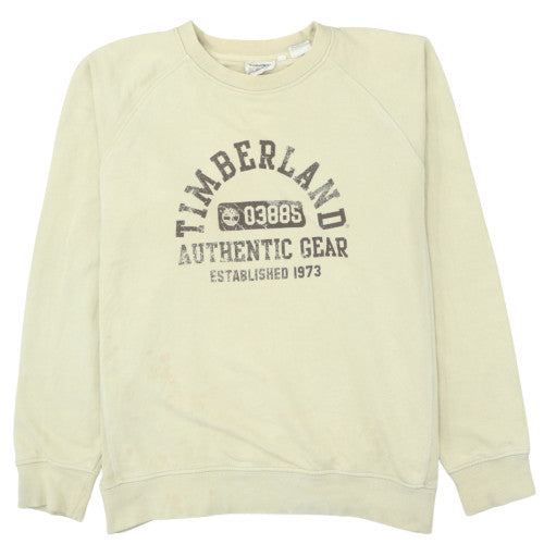 Timberland Men Beige Logo Pullover Sweatshirt M Regular Fit