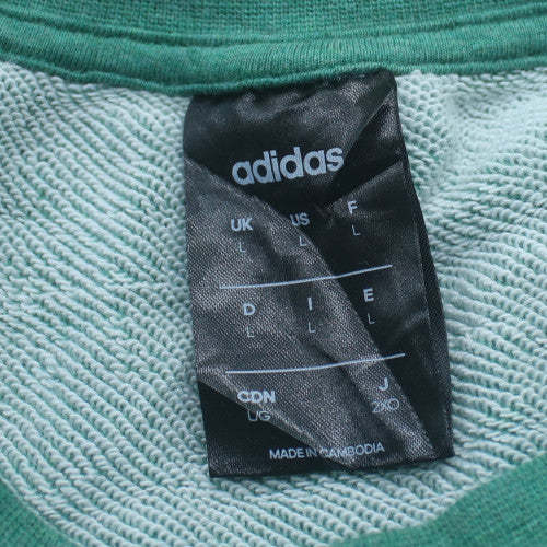 Adidas Men Green Long Sleeve Crew Neck Pullover Sweatshirt L