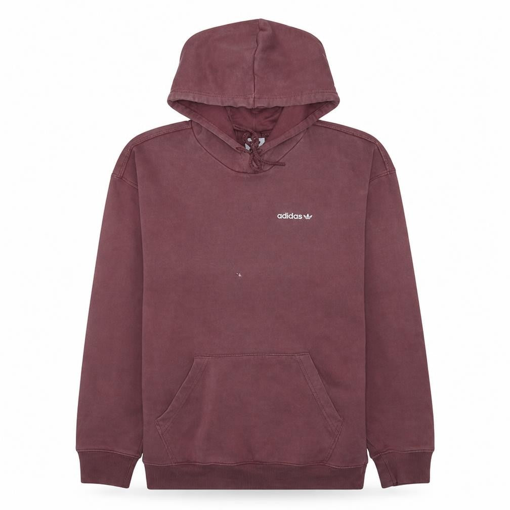 Front view of Adidas women’s burgundy hoodie, size UK 8, pullover cotton blend casual