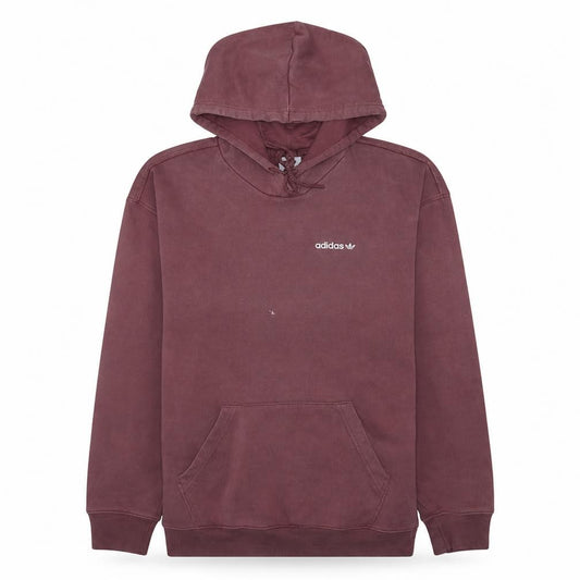 Front view of Adidas women’s burgundy hoodie, size UK 8, pullover cotton blend casual