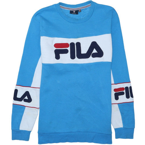 Fila Mens Blue Crew Neck Logo Sweatshirt Size M Pullover