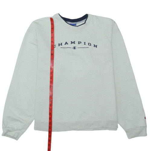 Champion Mens Beige XL Crew Neck Embroidered Logo Sweatshirt