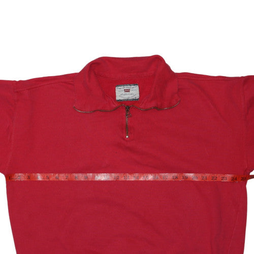 Levi’s Men’s Red 1/2 Zip Logo Sweatshirt Medium Retro Style