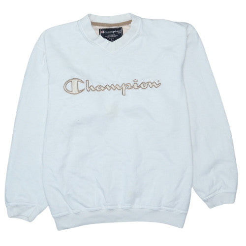 Champion Women's White Pullover Sweatshirt L Embroidered Logo