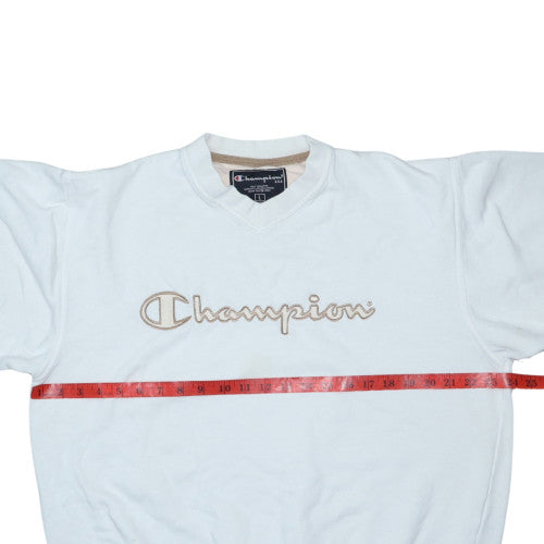 Champion Women's White Pullover Sweatshirt L Embroidered Logo