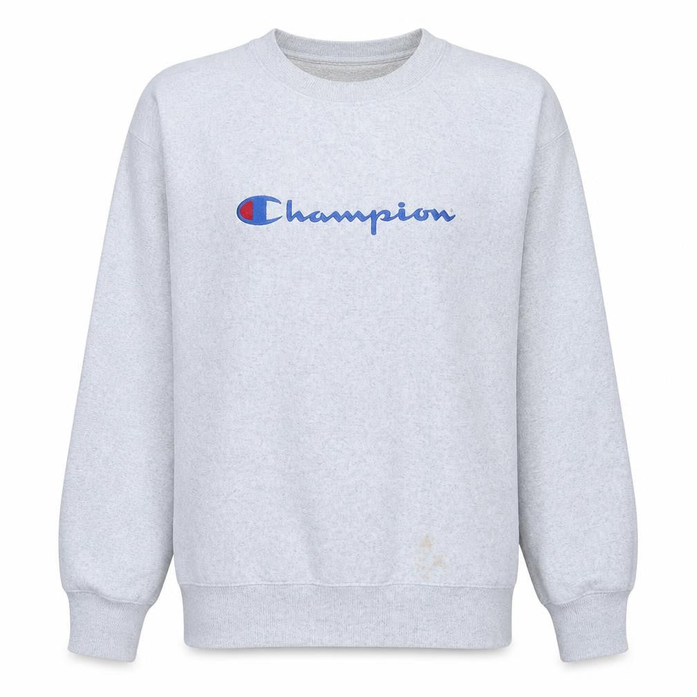 Front view of Champion Men's Grey XL Pullover Crew Neck Sweatshirt