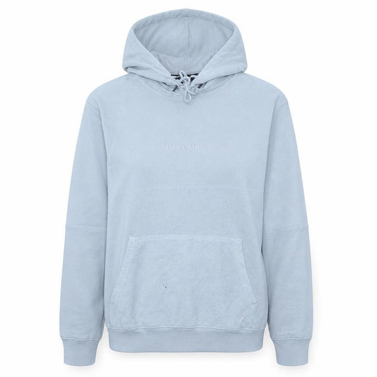 Front view of Lonsdale Women Blue Pullover Hoodie, size L, Cotton Blend