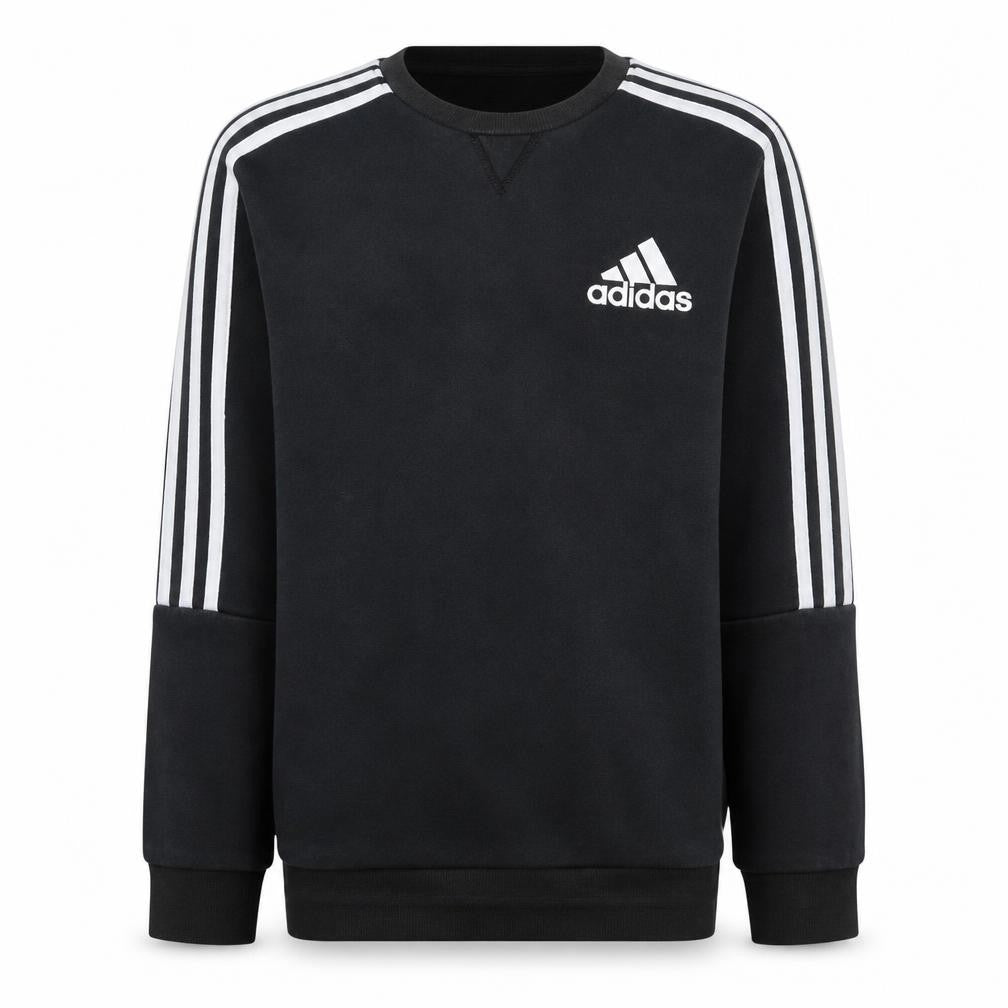 Front view of Adidas Men’s Black Sweatshirt M Pullover Crew Neck Logo Sportswear