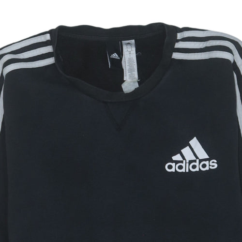 Adidas Men’s Black Sweatshirt M Pullover Crew Neck Logo Sportswear