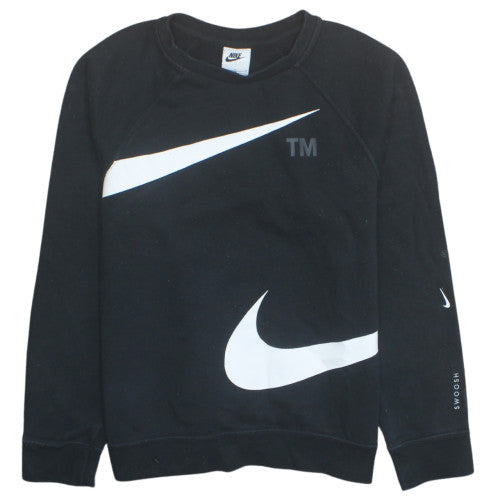 Nike Girls Black Sweatshirt L 13-14 Years Crew Neck Pullover Logo Fleece