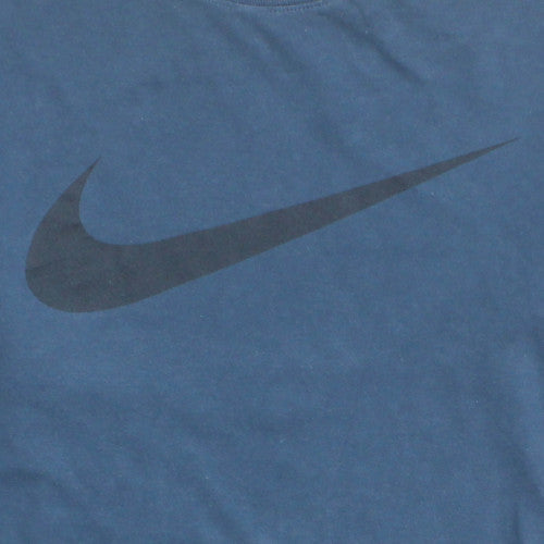 Nike Men's Blue Athletic Fit Logo T-Shirt Size L