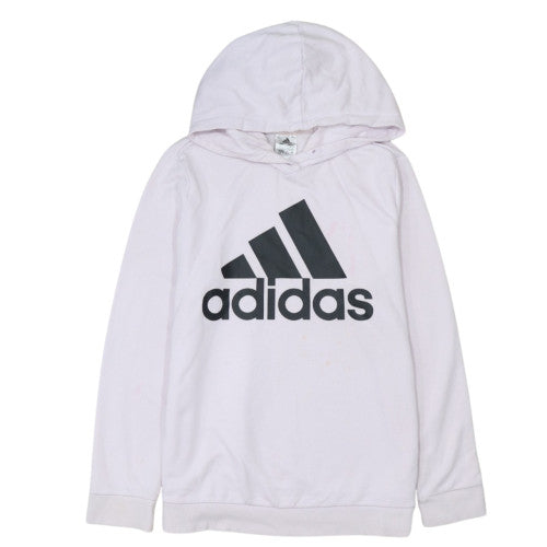 Adidas Womens Light Pink Pullover Hoodie Size L Cotton Blend