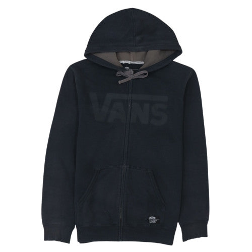 Vans Men’s Black Full Zip Hoodie S Regular Fit Logo Fleece
