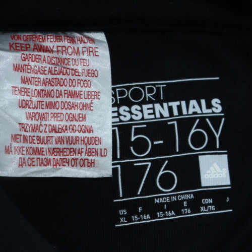 Adidas Boys Black Hooded Pullover Hoodie 15-16 Years Sport Essentials