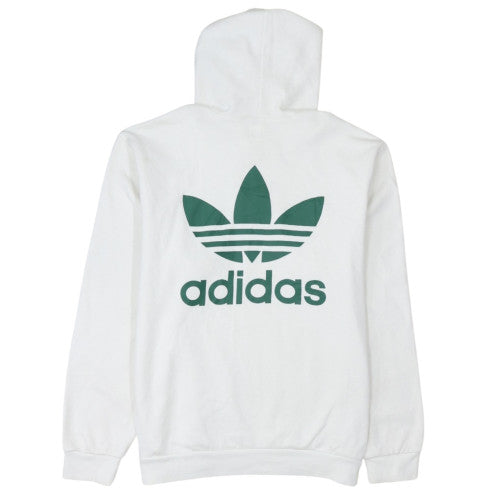 adidas Mens White Pullover Hoodie L Sports Fleece Graphic Logo