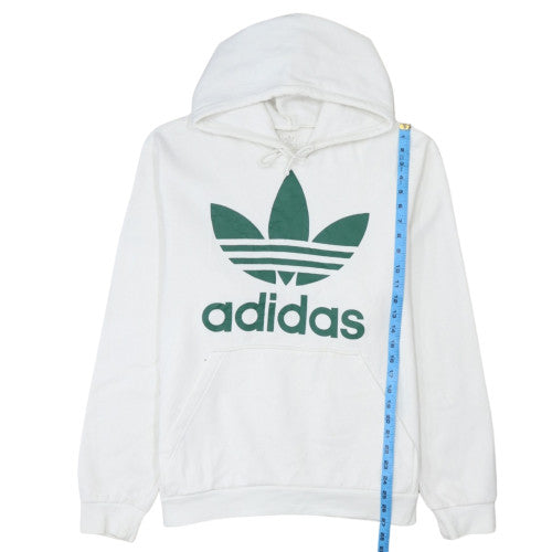 adidas Mens White Pullover Hoodie L Sports Fleece Graphic Logo