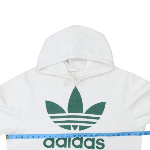 adidas Mens White Pullover Hoodie L Sports Fleece Graphic Logo