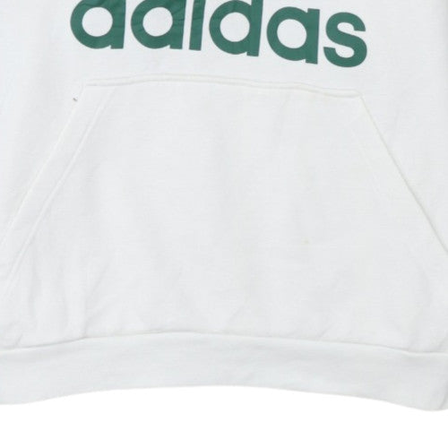 adidas Mens White Pullover Hoodie L Sports Fleece Graphic Logo