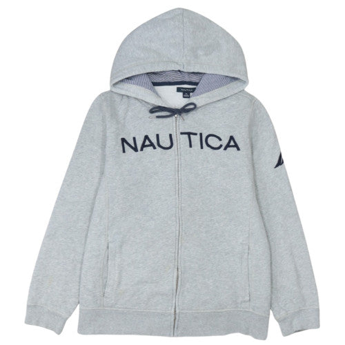 Nautica Men's Grey Full Zip Hoodie XL Classic Logo Fleece