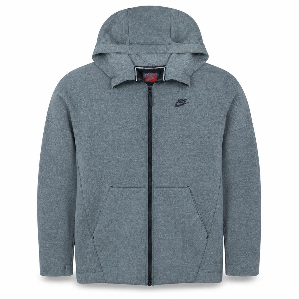 Front view of Nike Men’s Grey Full Zip Hoodie L Regular Fit Lightweight