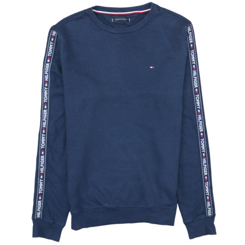 Tommy Hilfiger Men's Navy Blue Logo Tape Crew Neck Sweatshirt L