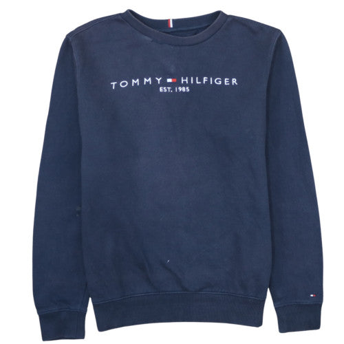 Tommy Hilfiger Boys Navy Sweatshirt Size 176 Classic Crew Neck Pullover