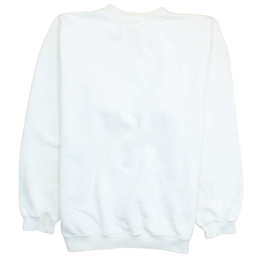 Adidas Men's White Logo Crew Neck Fleece Sweatshirt Size M Vintage