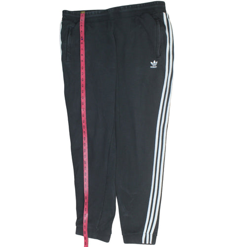 Adidas Mens Black XL Track Pants Tapered Striped Activewear