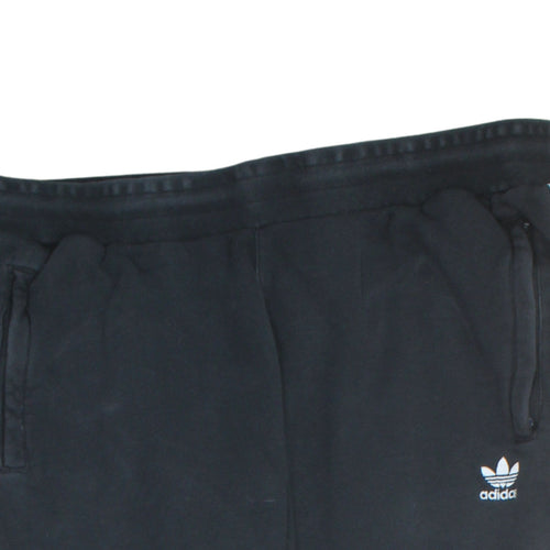 Adidas Mens Black XL Track Pants Tapered Striped Activewear