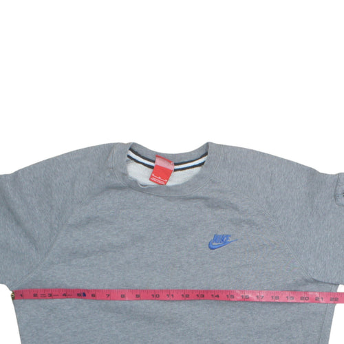 Nike Mens Grey M Crew Neck Pullover Sweatshirt Logo Zip Pocket