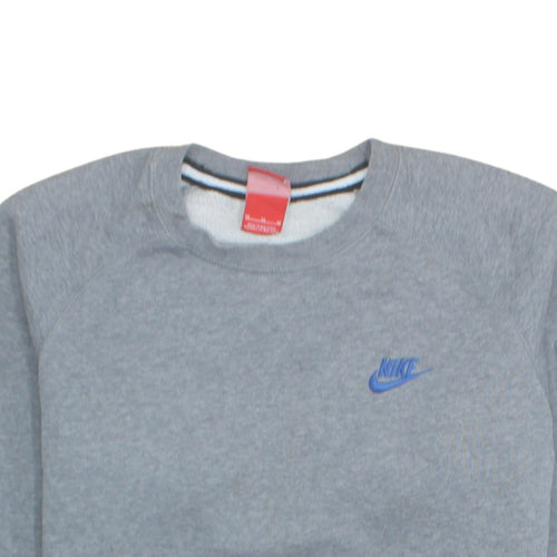Nike Mens Grey M Crew Neck Pullover Sweatshirt Logo Zip Pocket