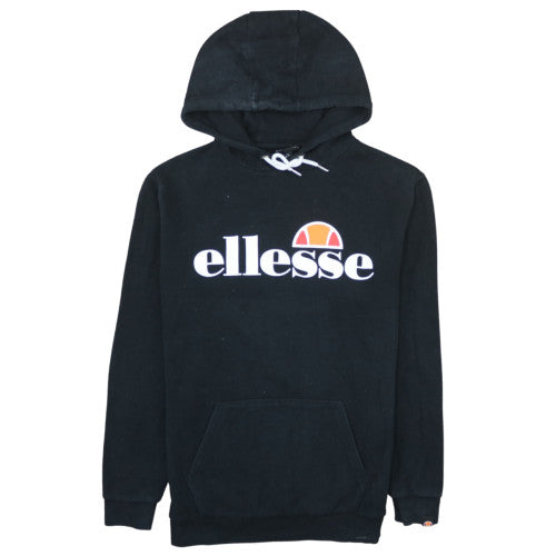 Ellesse Mens Black Pullover Hoodie S Regular Fit Logo Fleece