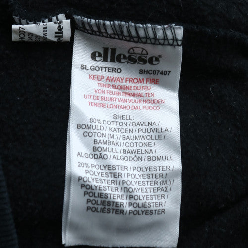 Ellesse Mens Black Pullover Hoodie S Regular Fit Logo Fleece