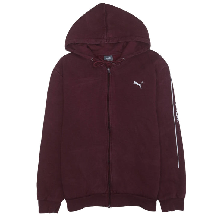 Puma Men's Brown Full Zip Hoodie Size L with Logo Detail