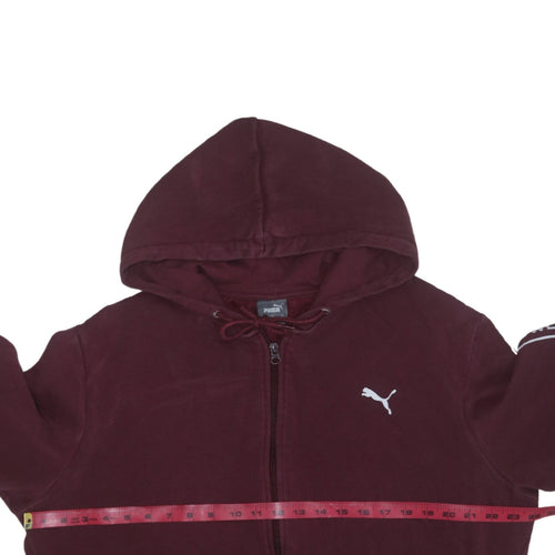 Puma Men's Brown Full Zip Hoodie Size L with Logo Detail