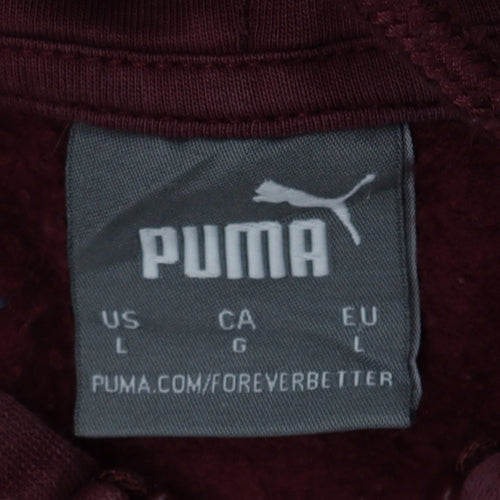 Puma Men's Brown Full Zip Hoodie Size L with Logo Detail