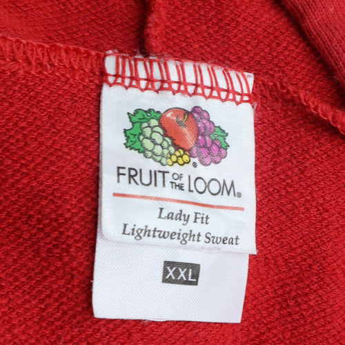 Fruit of the Loom Unisex Red Full Zip Hoodie 2XL Classic Fit
