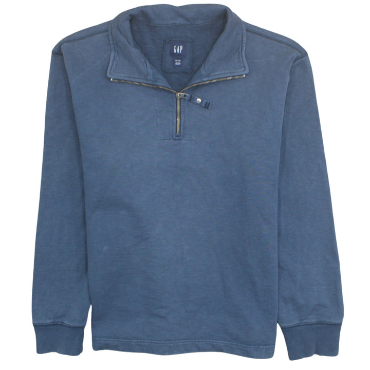 GAP Men's Blue XL 1/4 Zip Collared Sweatshirt Cotton Pullover