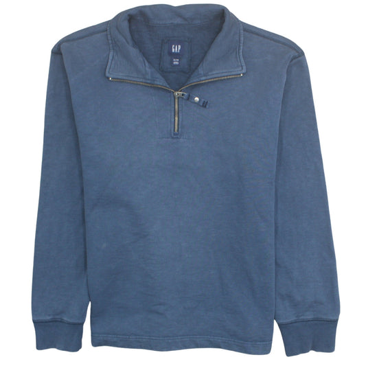 GAP Men's Blue XL 1/4 Zip Collared Sweatshirt Cotton Pullover