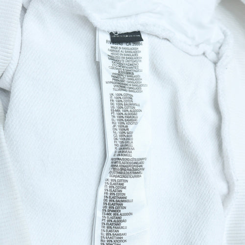 Diesel Mens White Pullover Hoodie Size M Logo Cotton Sweatshirt