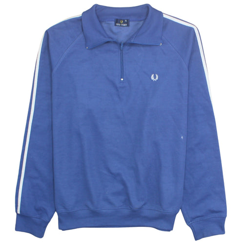 Fred Perry Men's Blue 1/4 Zip Sweatshirt XL Cotton Blend