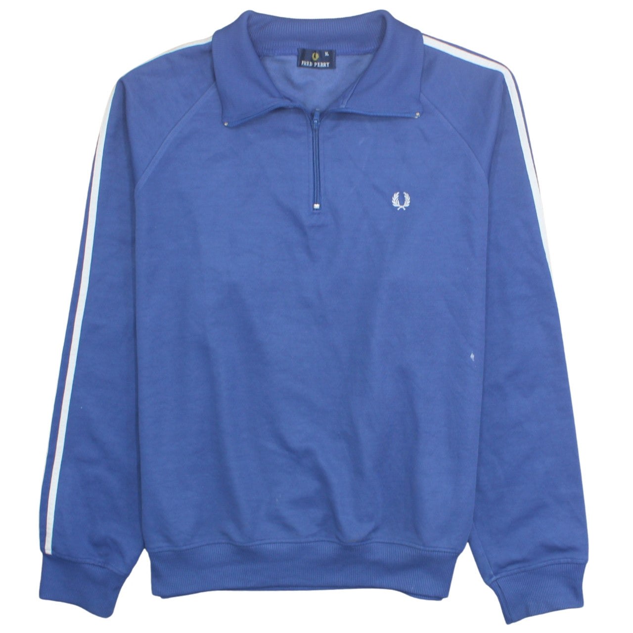 Fred Perry Men's Blue 1/4 Zip Sweatshirt XL Cotton Blend