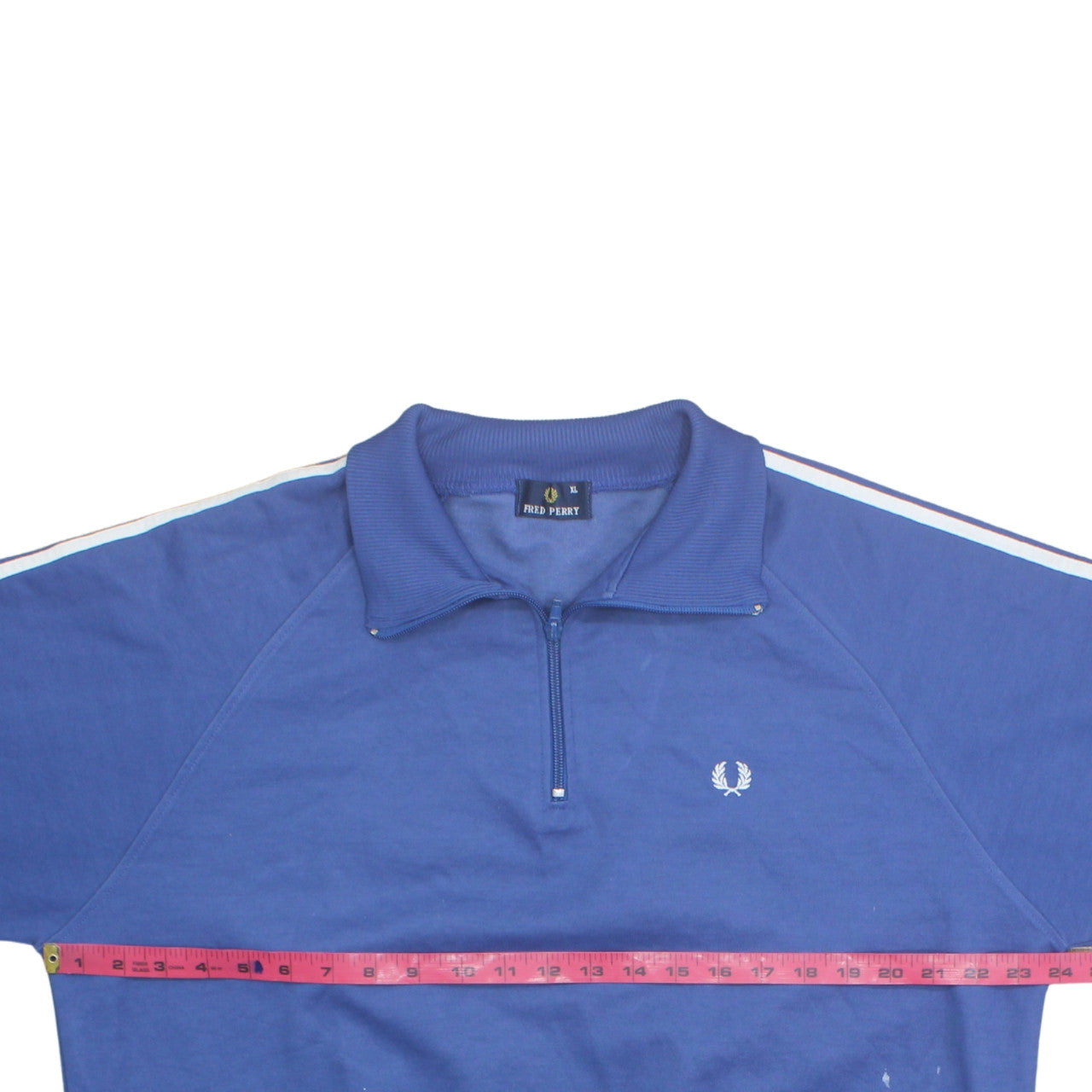 Fred Perry Men's Blue 1/4 Zip Sweatshirt XL Cotton Blend
