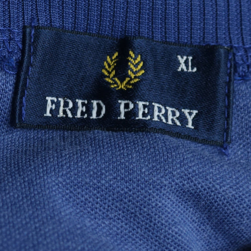 Fred Perry Men's Blue 1/4 Zip Sweatshirt XL Cotton Blend