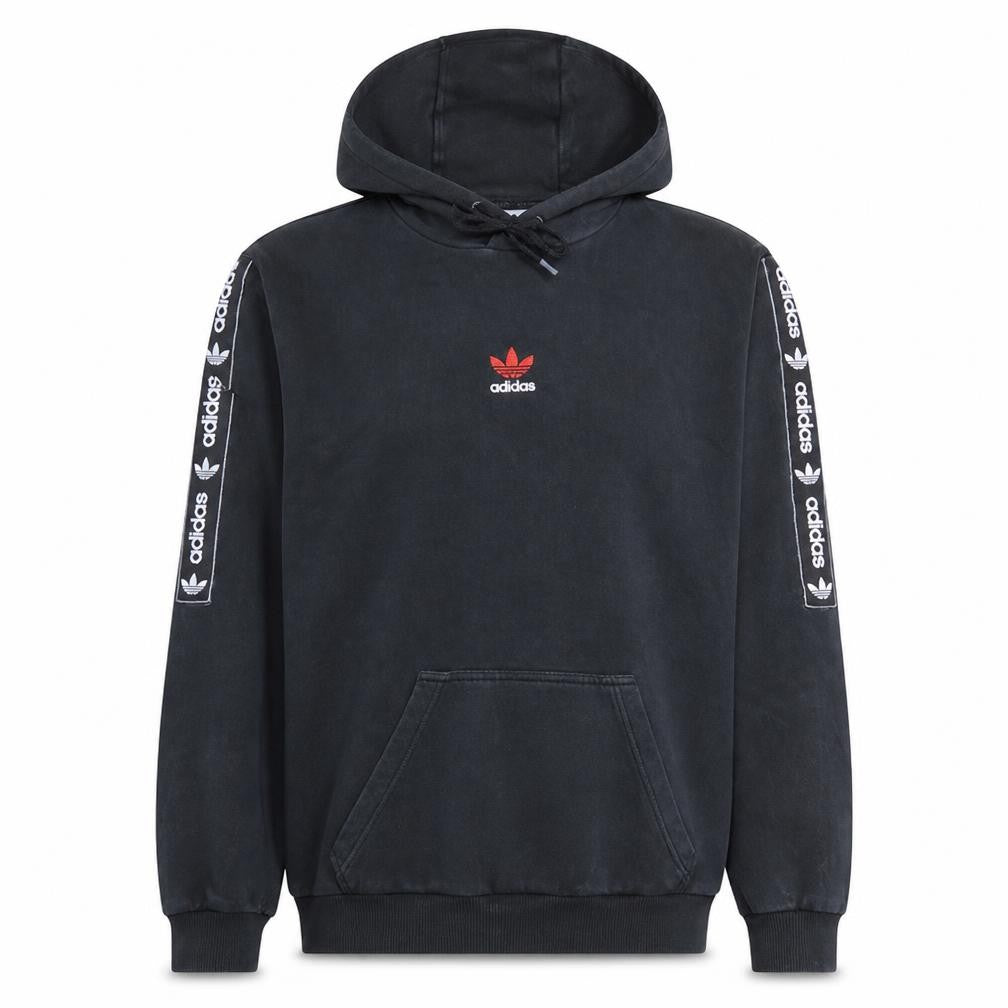 Front view of Adidas men’s black m pullover hoodie with logo print