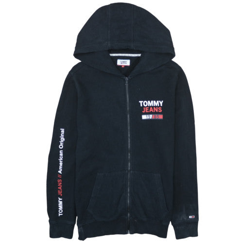Tommy Jeans Men's Black Full Zip Hoodie L Logo Classic Style