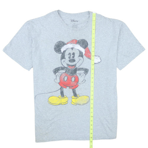 Disney Men's Grey 2XL Mickey Mouse Christmas Graphic T-Shirt