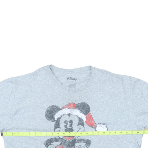 Disney Men's Grey 2XL Mickey Mouse Christmas Graphic T-Shirt